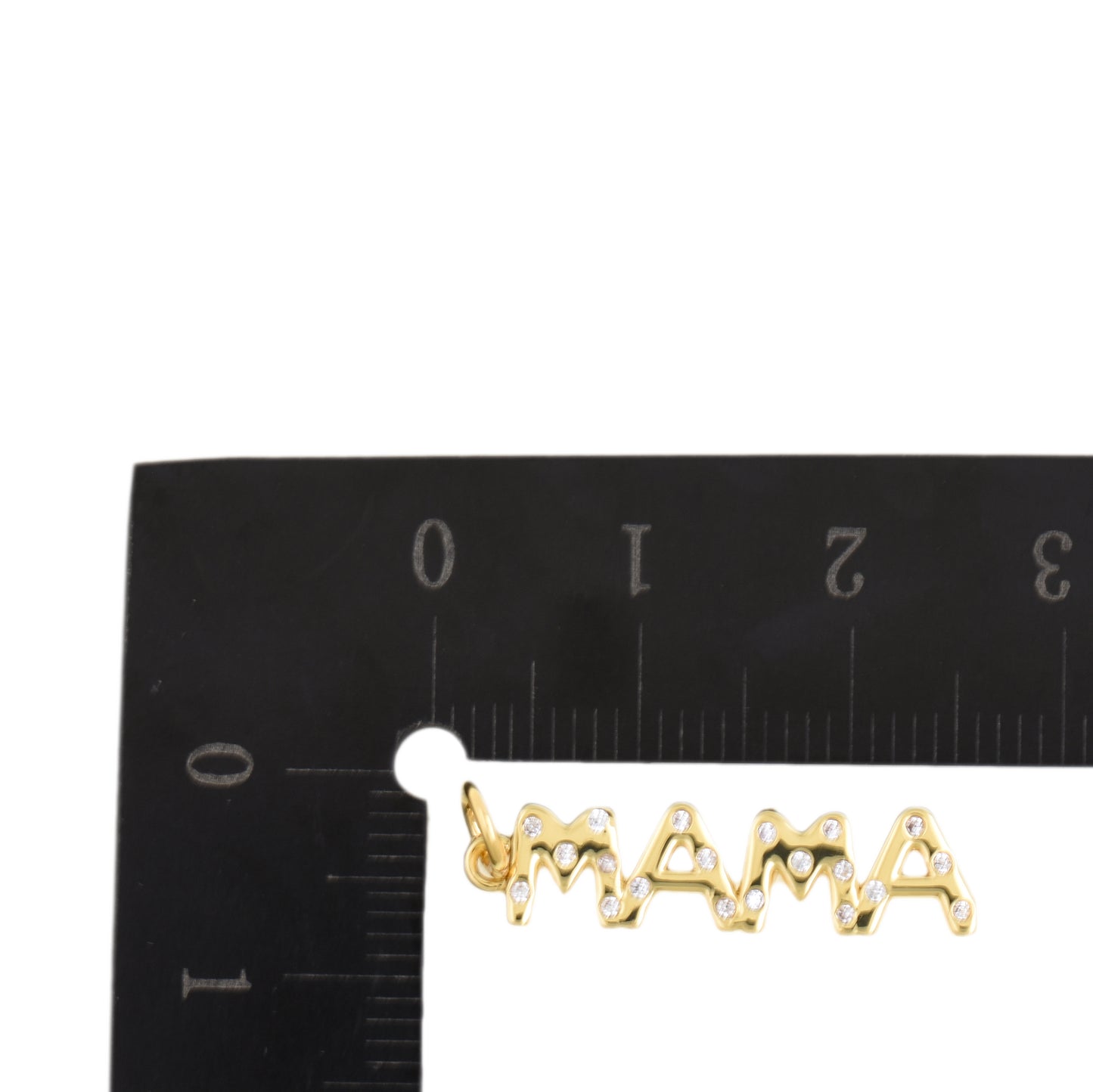 Gold MAMA Letter Pendant With Sparkling Crystals 6.5x24.7mm