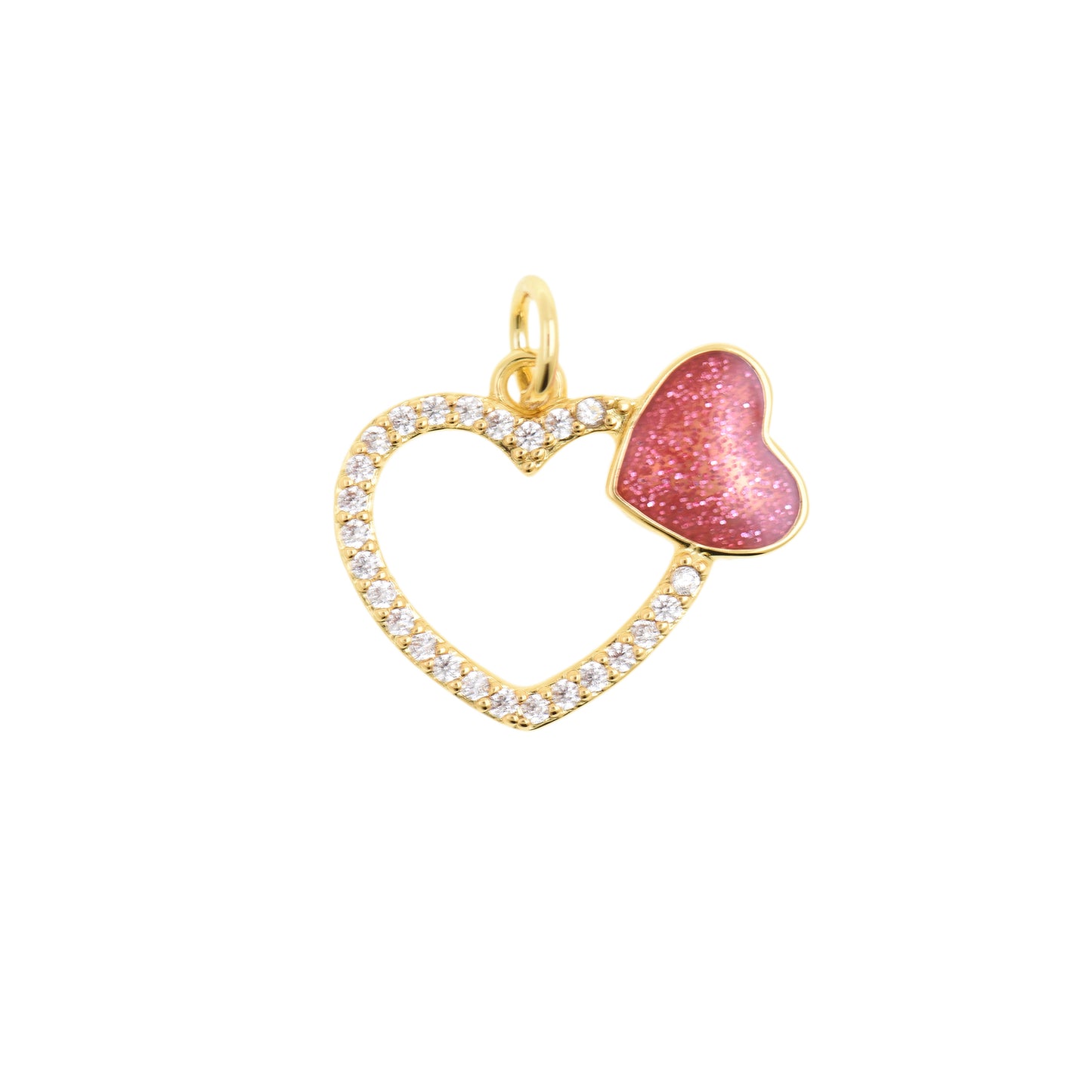 Gold Framed Heart Outline Pendant 17.2x14.6mm