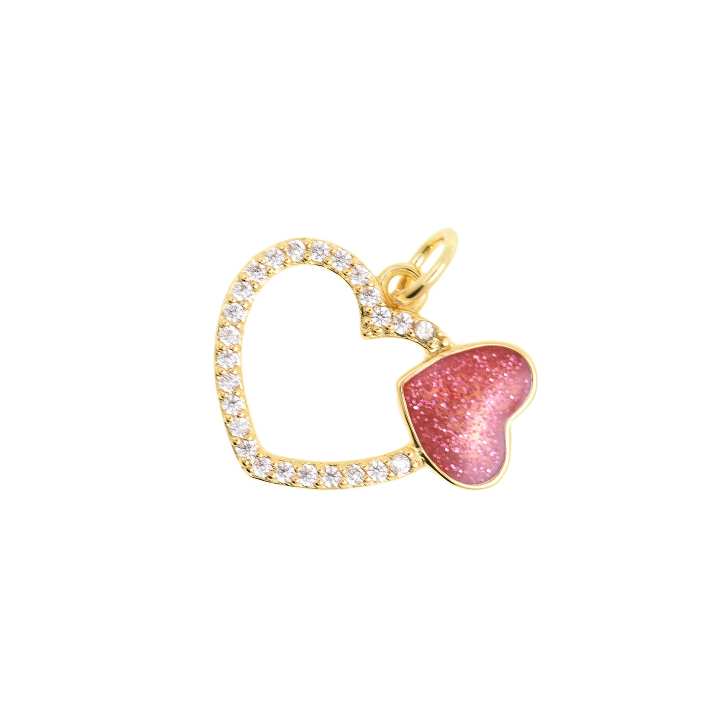 Gold Framed Heart Outline Pendant 17.2x14.6mm