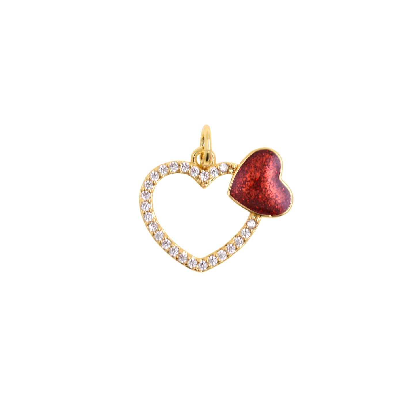 Gold Framed Heart Outline Pendant 17.2x14.6mm