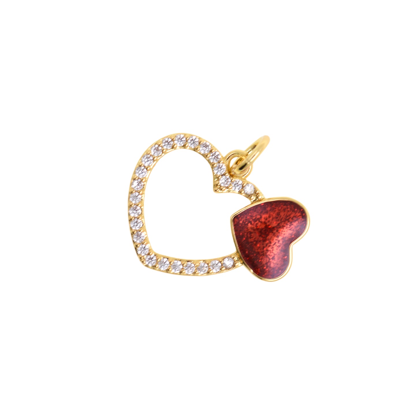 Gold Framed Heart Outline Pendant 17.2x14.6mm