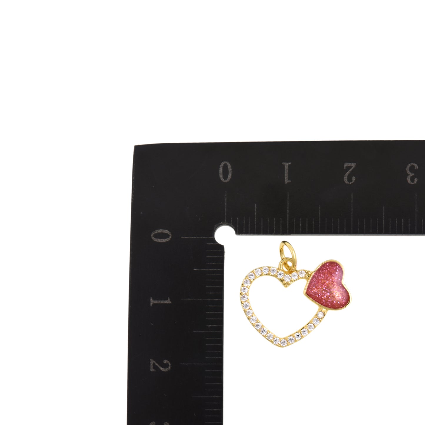 Gold Framed Heart Outline Pendant 17.2x14.6mm