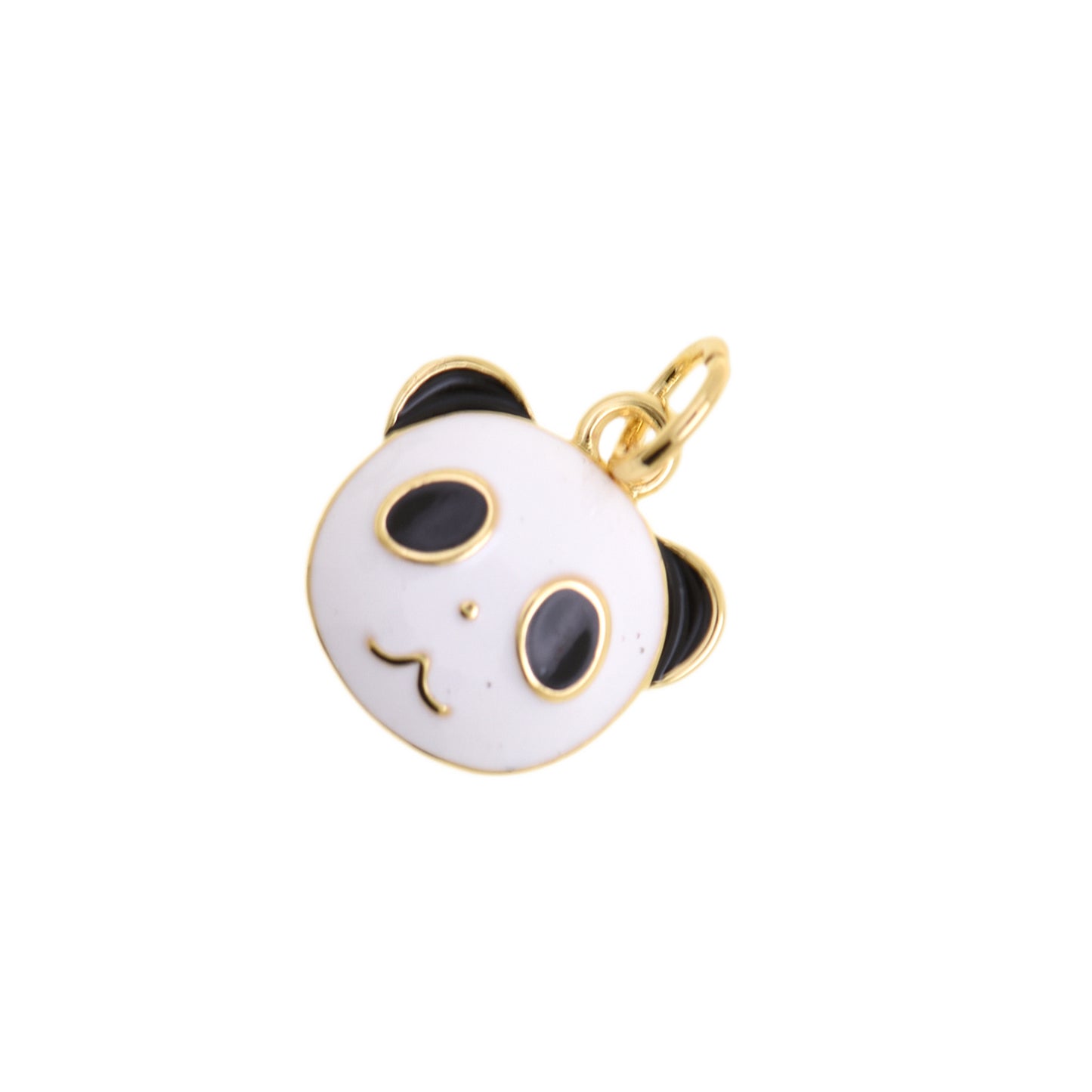Cute Panda Face Pendant With Enamel Finish 15.2x11.6mm