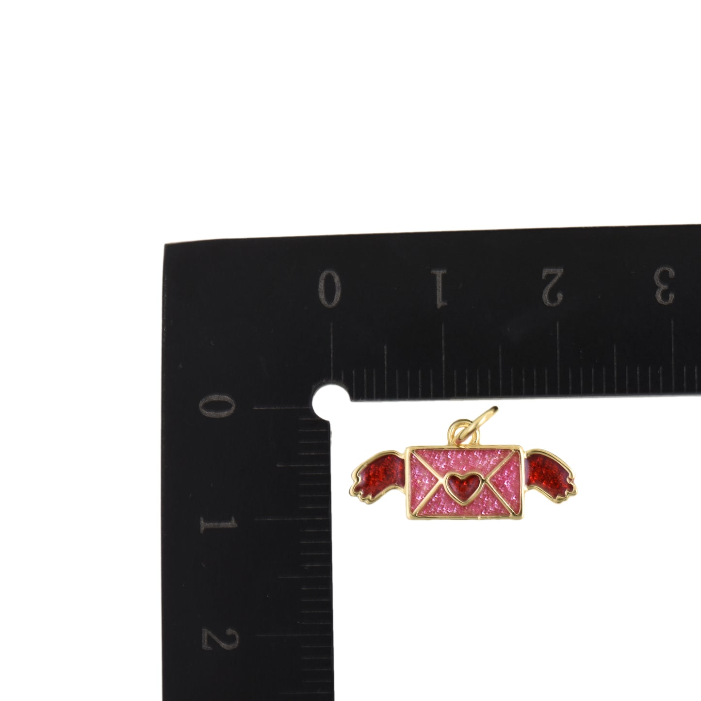 Flying Love Letter Pendant With Red Wings 9x20.2mm
