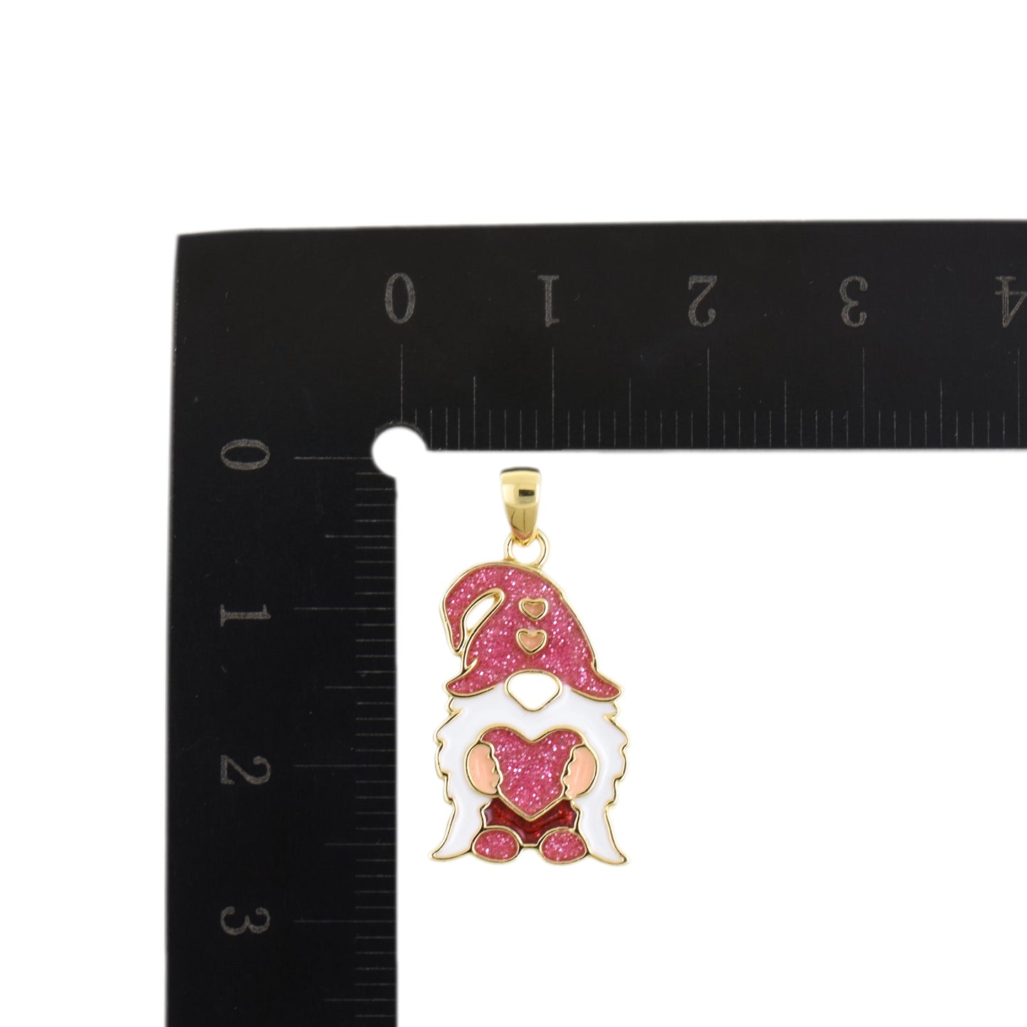 Valentine Gnome Pendant With Glitter Heart 13.3x22.1mm
