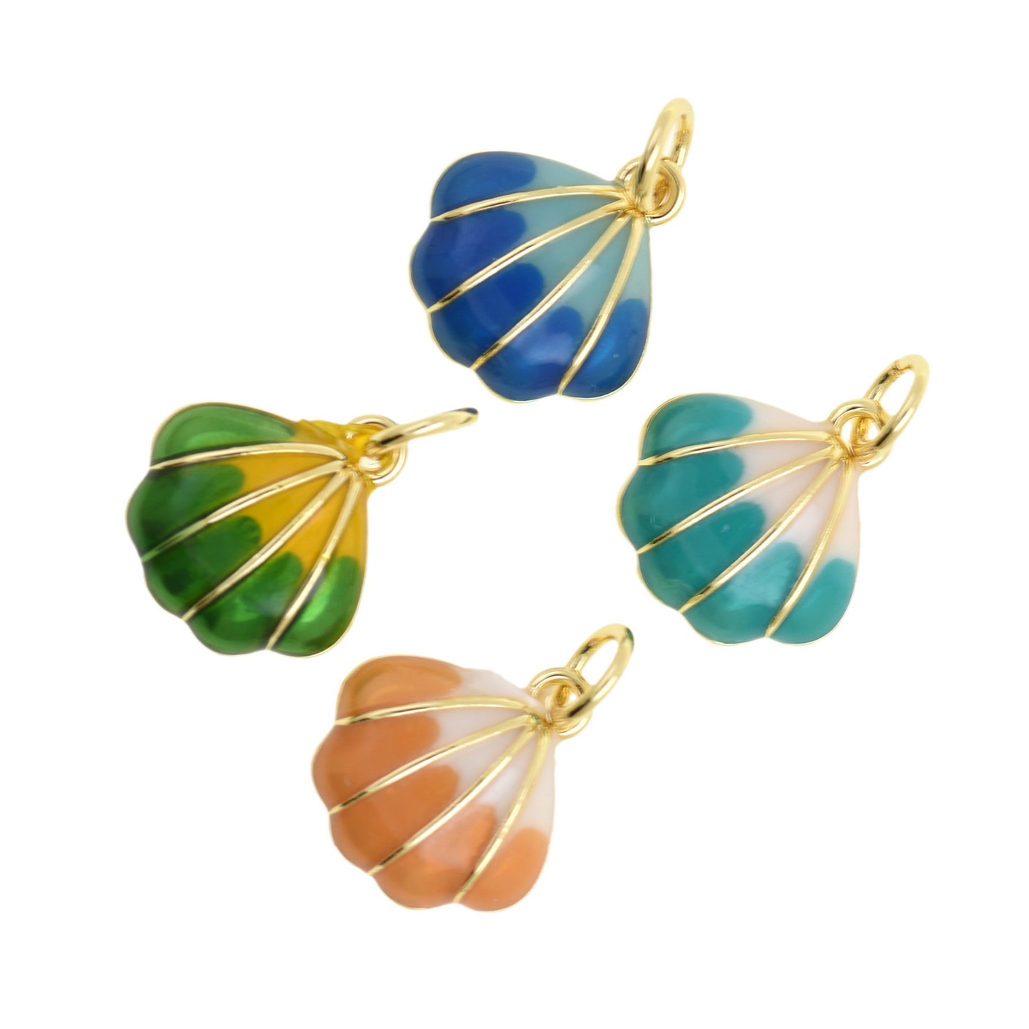 Elegant Blue Gradient Shell Charm Pendant 11.7x12.4mm