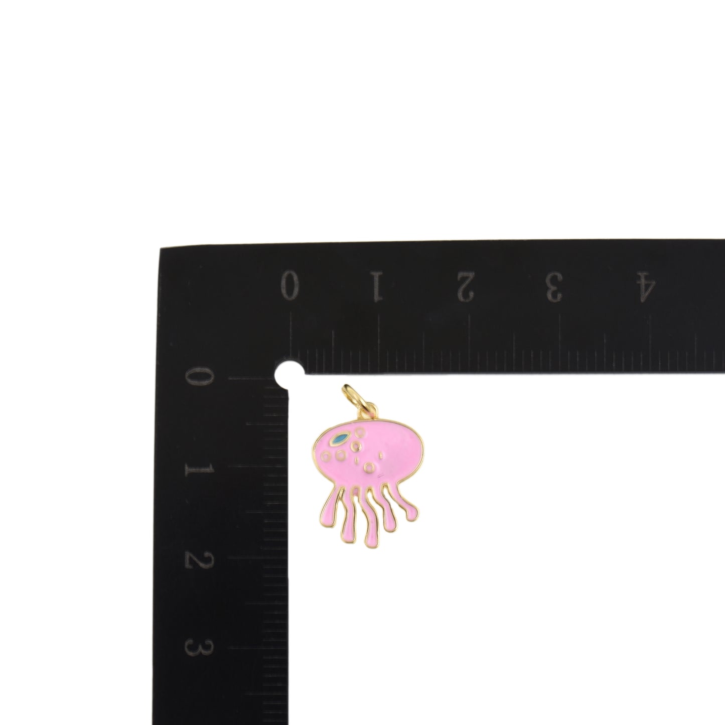 Adorable Pink Jellyfish Pendant with Gold Trim 12.5x16.5mm