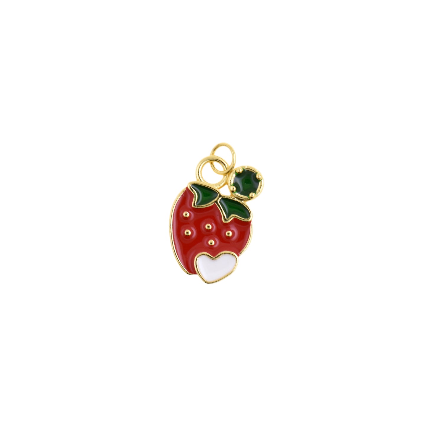 Lovely Red Strawberry Pendant with White Heart Accent 13x18.9mm