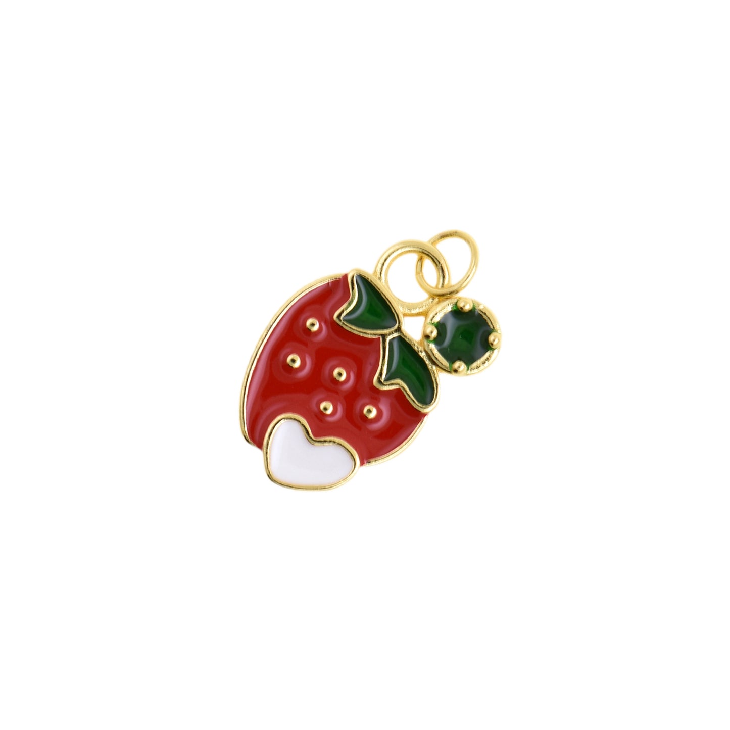 Lovely Red Strawberry Pendant with White Heart Accent 13x18.9mm