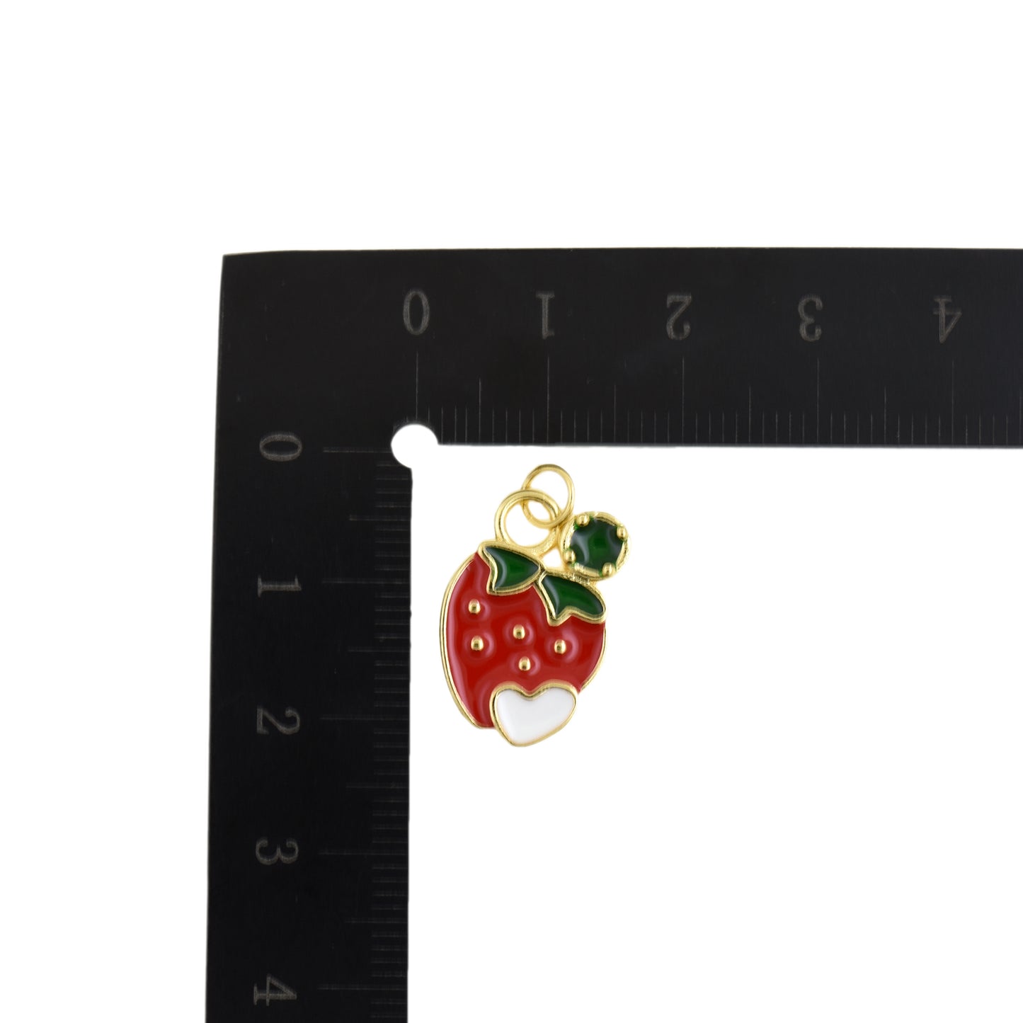 Lovely Red Strawberry Pendant with White Heart Accent 13x18.9mm