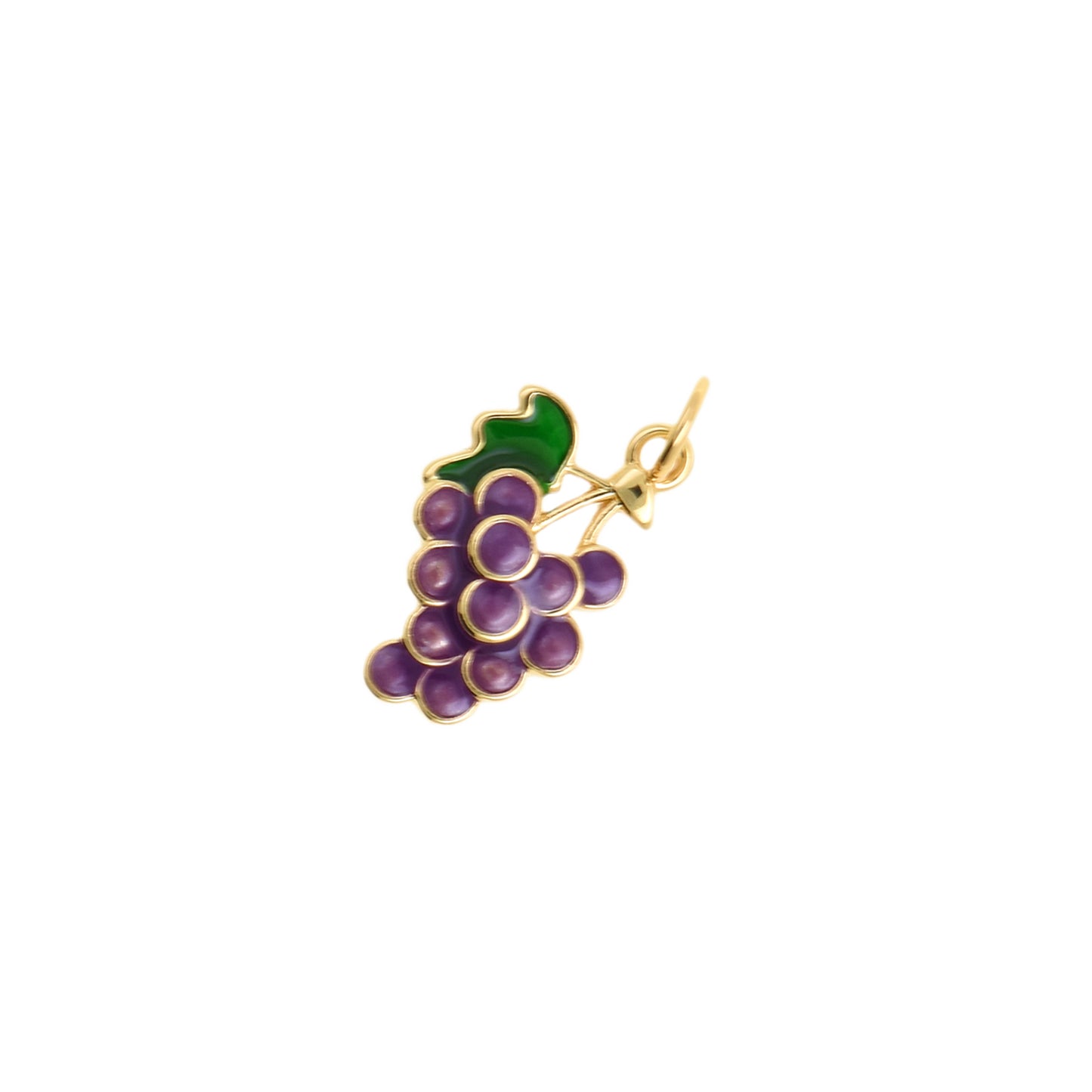 Stunning Purple Grapes Charm with Gold Accents 10.5x17.1mm