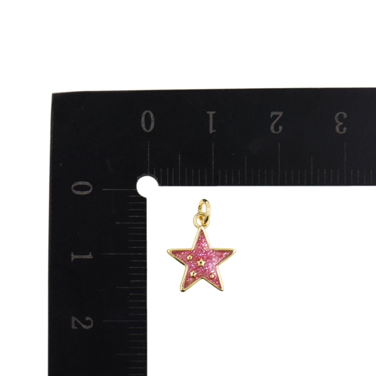 Enchanting Glittery Pink Star Pendant 12x10.4mm