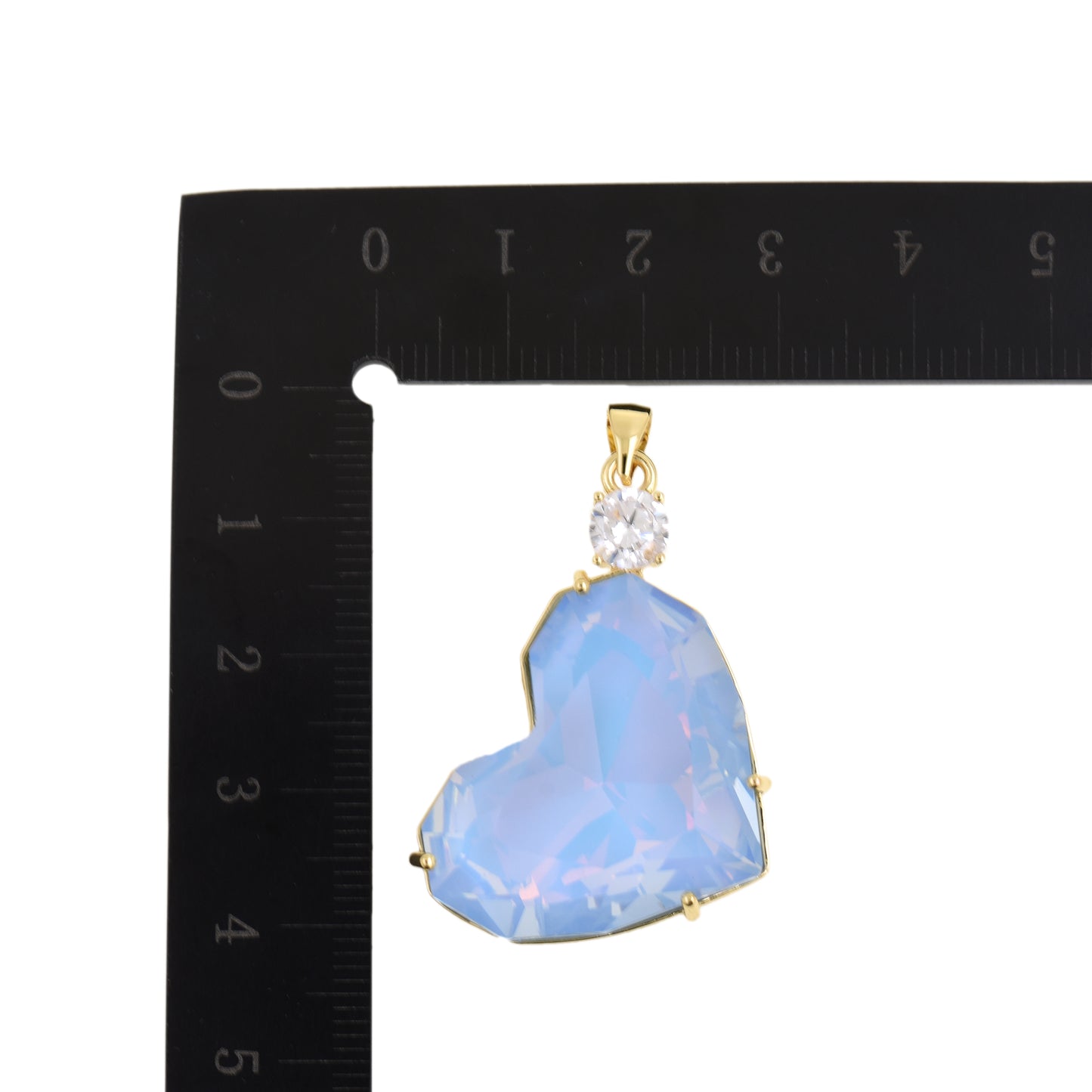 Stunning Heart Pendant with Sparkling Gemstone 23.8x36.4mm
