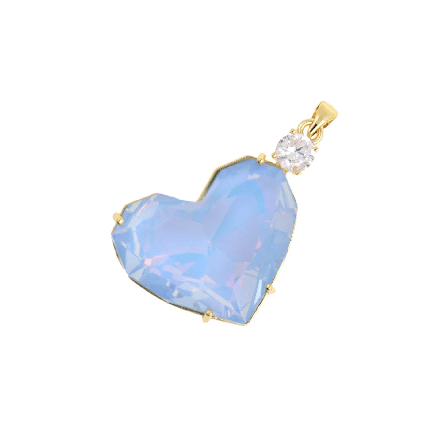 Stunning Heart Pendant with Sparkling Gemstone 23.8x36.4mm