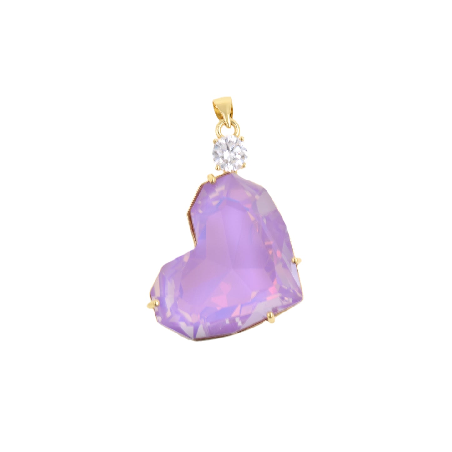 Stunning Heart Pendant with Sparkling Gemstone 23.8x36.4mm