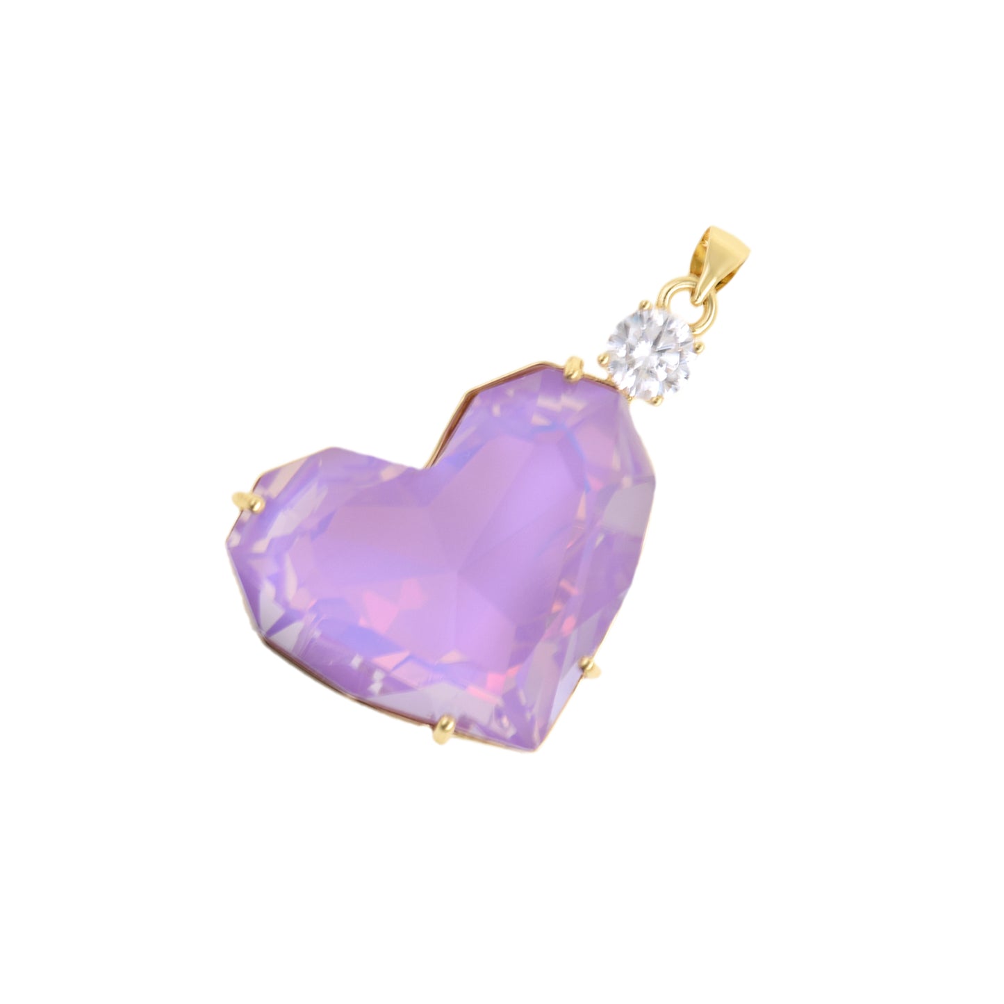 Stunning Heart Pendant with Sparkling Gemstone 23.8x36.4mm