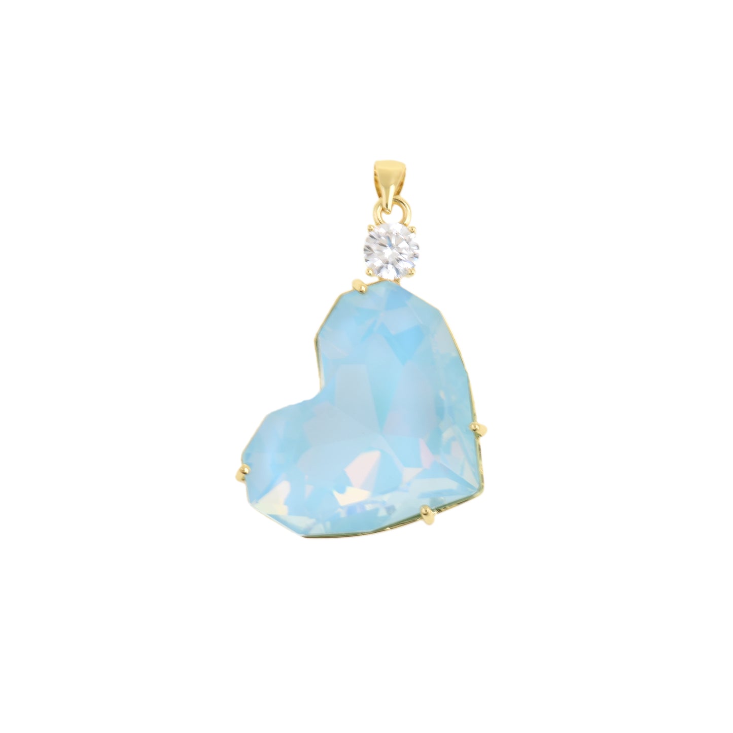 Stunning Heart Pendant with Sparkling Gemstone 23.8x36.4mm