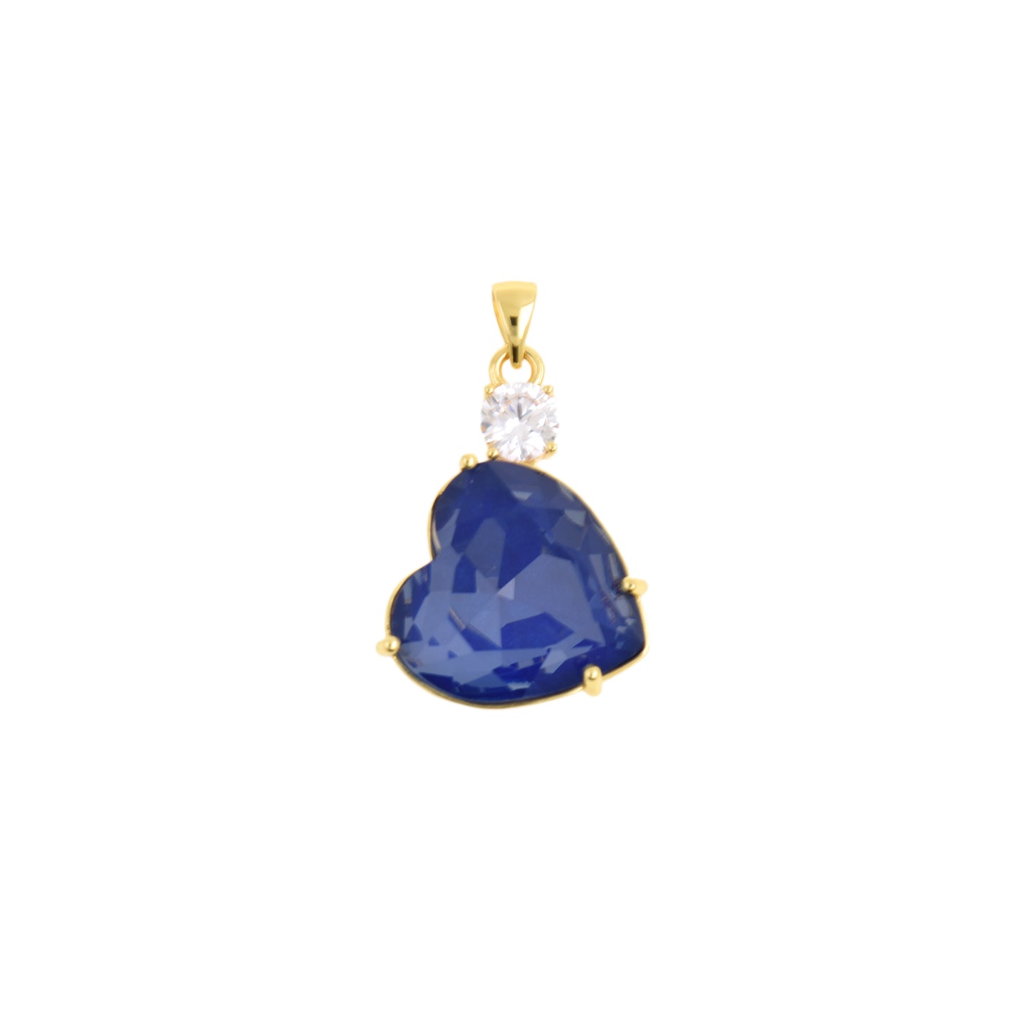 Striking Heart Pendant with Sparkling Gemstone 20.3x27.7mm