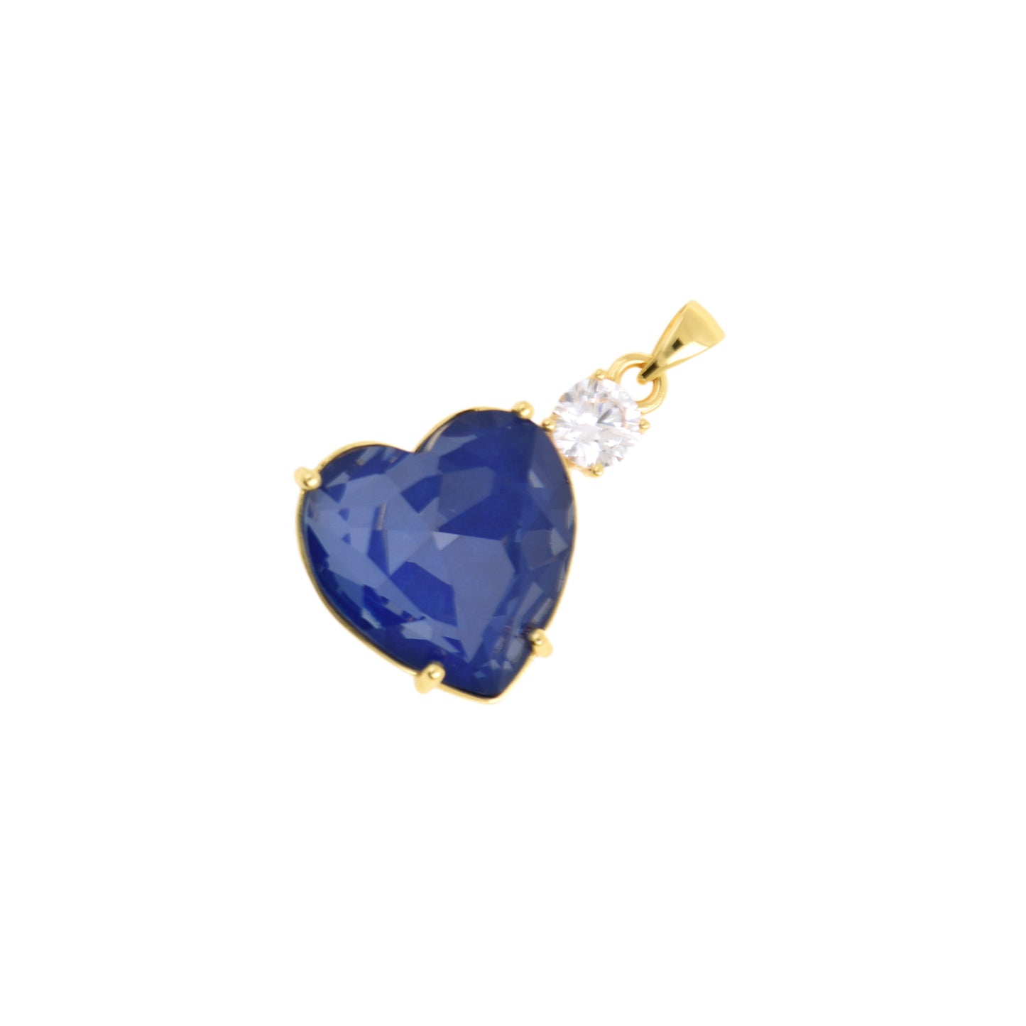Striking Heart Pendant with Sparkling Gemstone 20.3x27.7mm