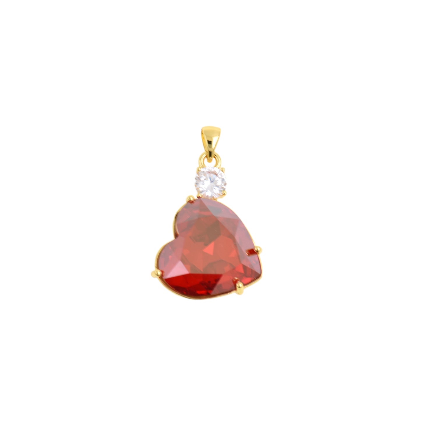 Striking Heart Pendant with Sparkling Gemstone 20.3x27.7mm