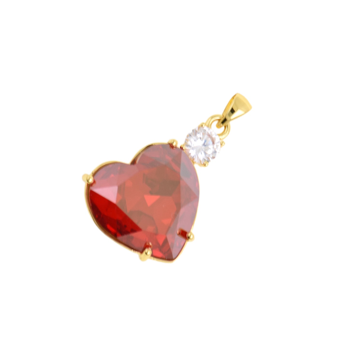 Striking Heart Pendant with Sparkling Gemstone 20.3x27.7mm
