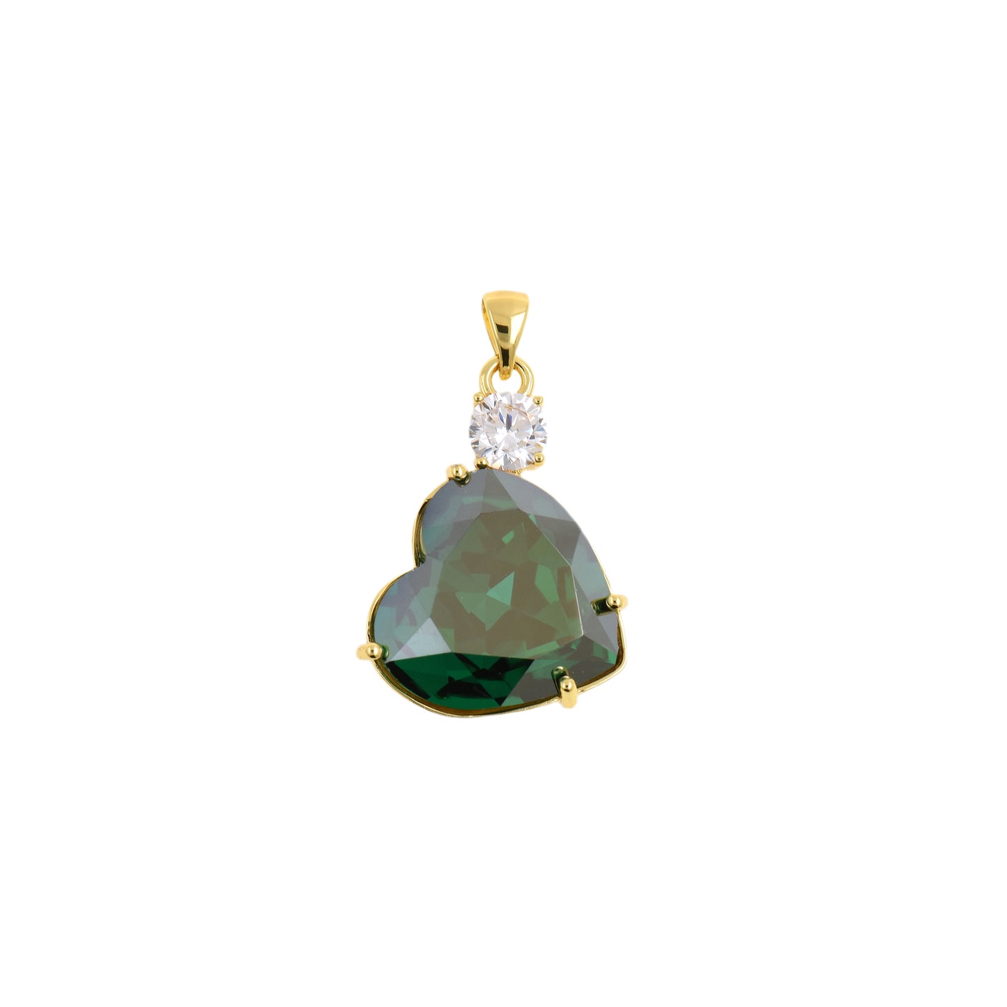 Striking Heart Pendant with Sparkling Gemstone 20.3x27.7mm