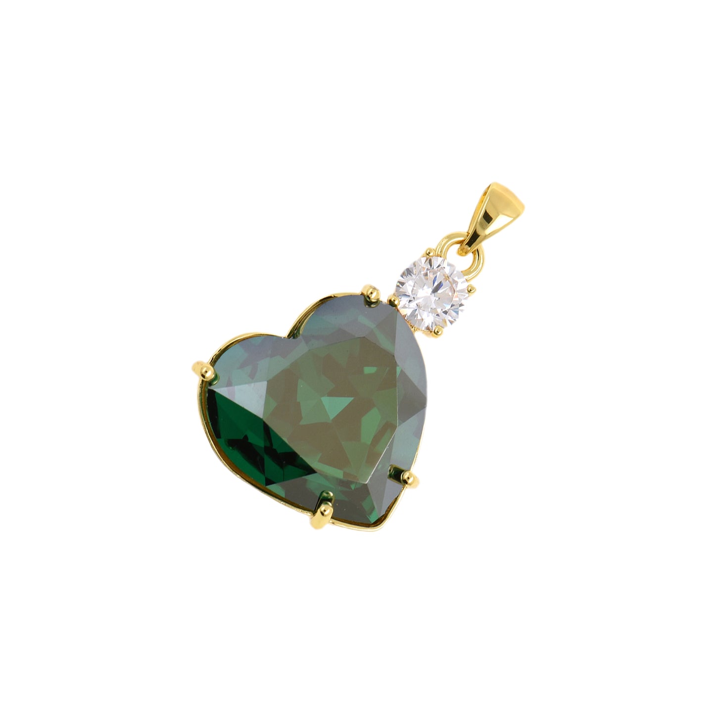 Striking Heart Pendant with Sparkling Gemstone 20.3x27.7mm