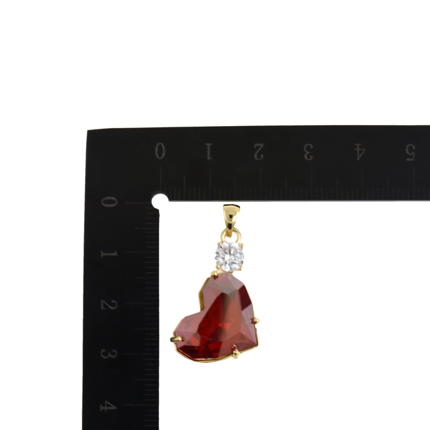 Luxurious Gold-Edged Red Heart Charm 15.7x27.8mm
