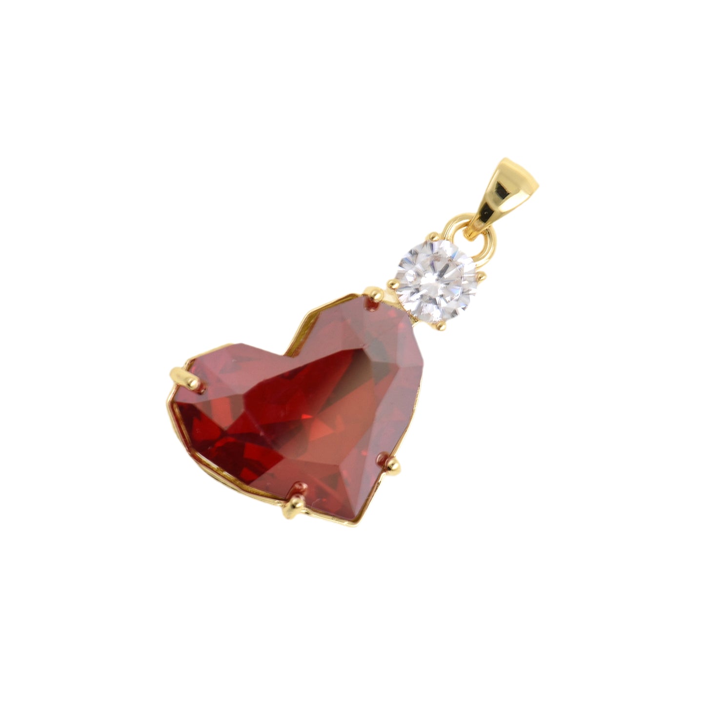 Luxurious Gold-Edged Red Heart Charm 15.7x27.8mm