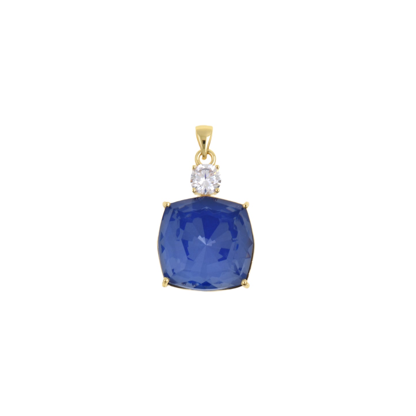 Chic Deep Square Pendant, Gold-Edged with Crystal Top 18.7x28.1mm
