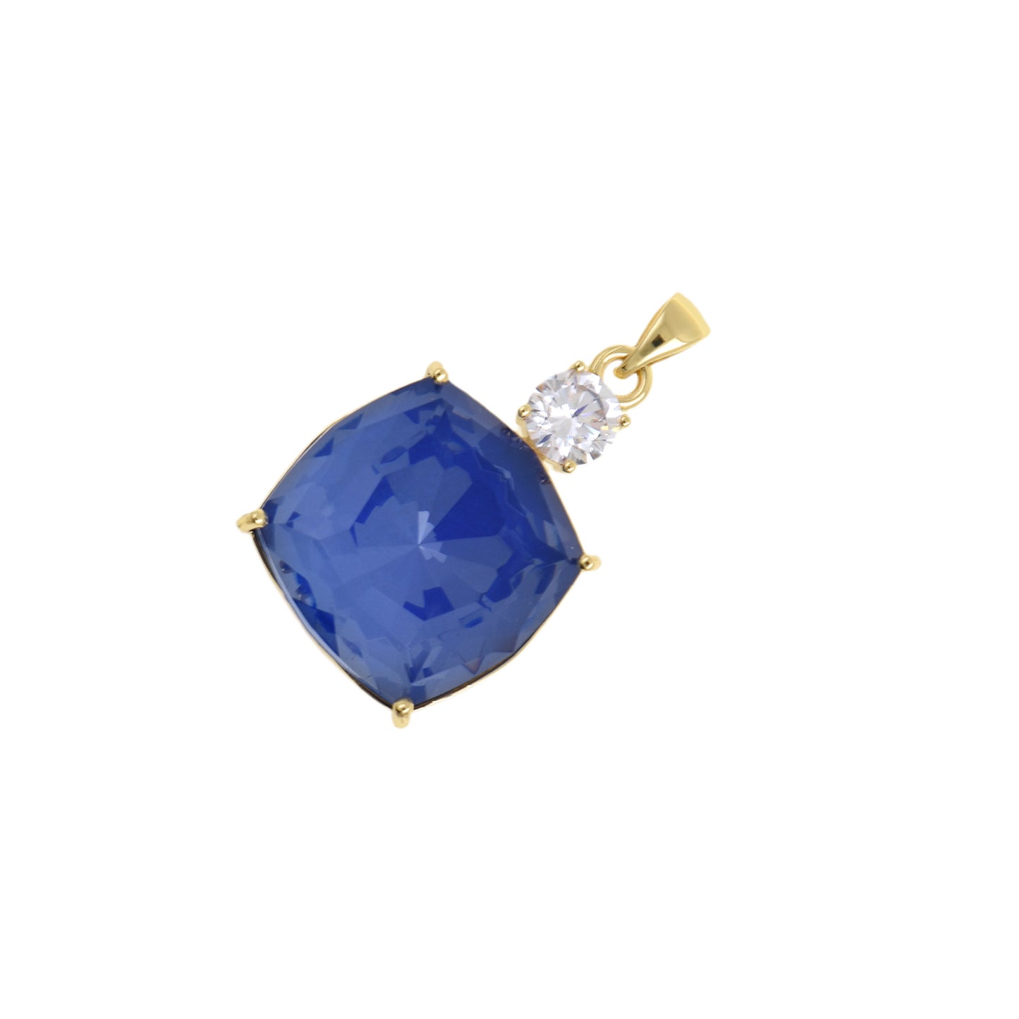 Chic Deep Square Pendant, Gold-Edged with Crystal Top 18.7x28.1mm