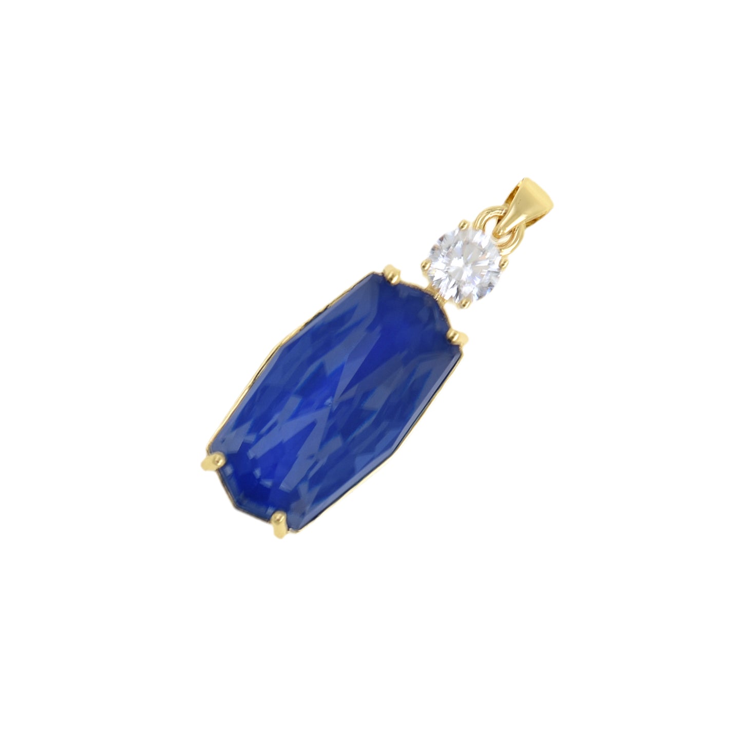 Sleek Deep Rectangle Pendant with Sparkling Gemstone 12.9x33.4mm