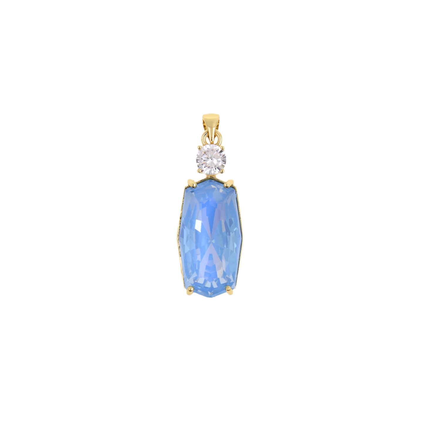 Sleek Deep Rectangle Pendant with Sparkling Gemstone 12.9x33.4mm