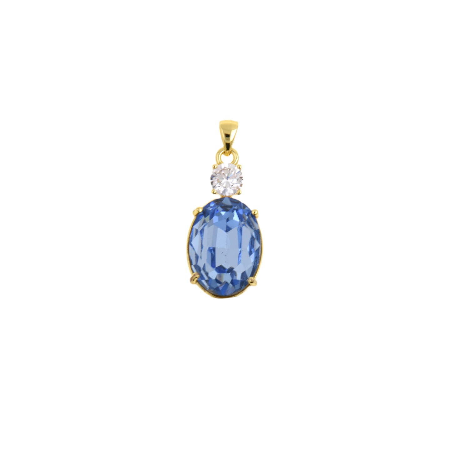 Beautiful Oval Necklace Pendant, Gold-Trimmed with Gemstone Detail 13x28.2mm
