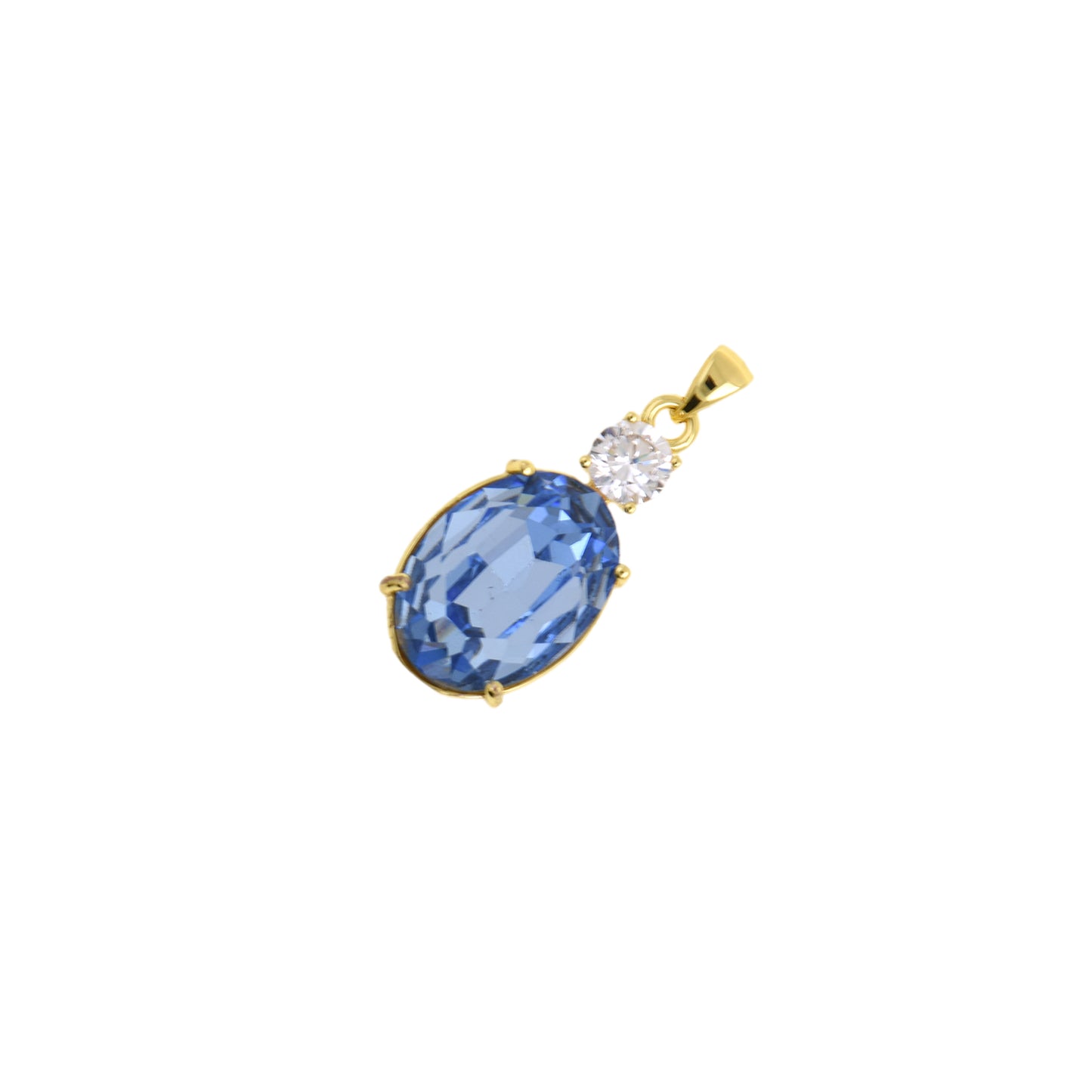Beautiful Oval Necklace Pendant, Gold-Trimmed with Gemstone Detail 13x28.2mm