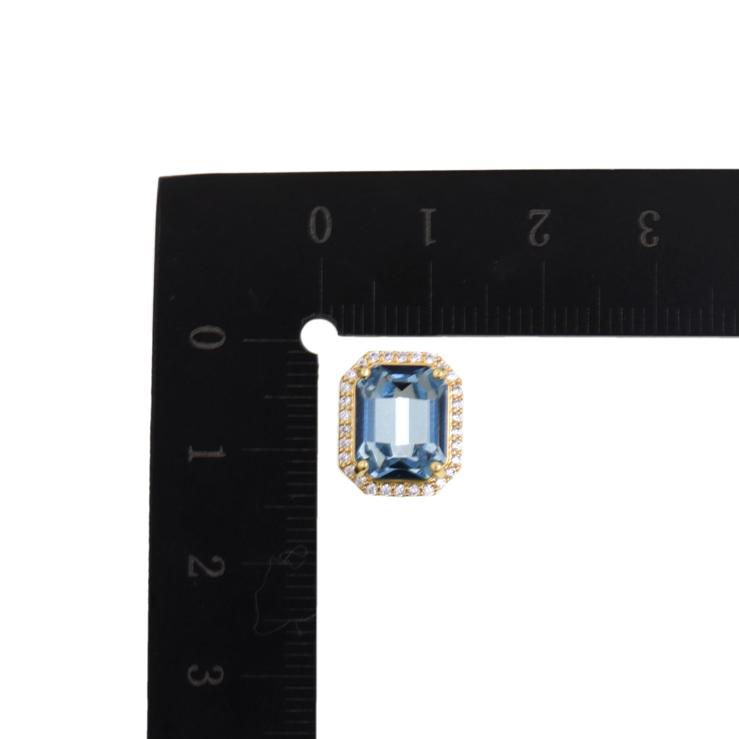Stunning Blue Square Pendant with Gemstone Border 12.7x16.4mm