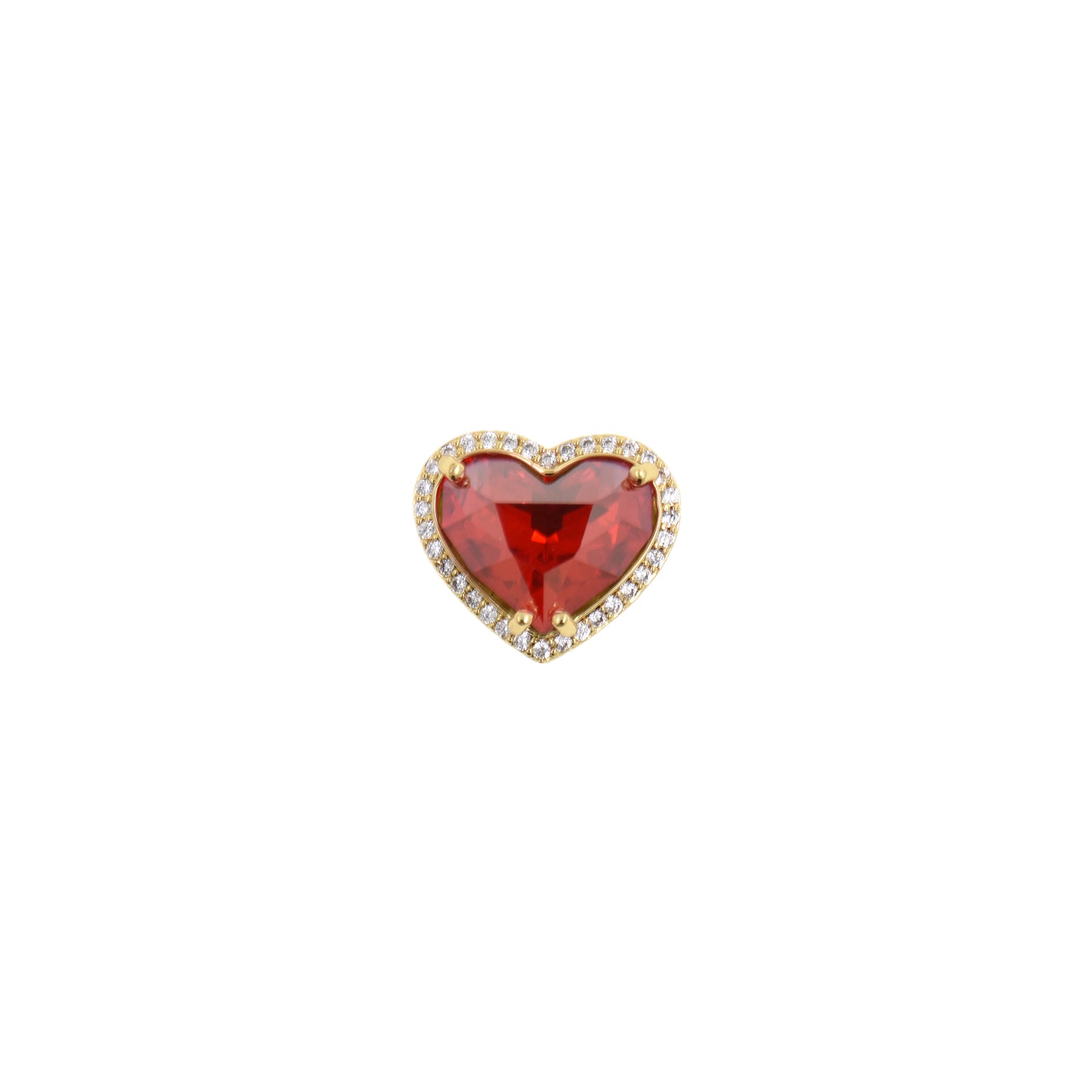 Passionate Red Heart Pendant with Gemstone Border 13.1x15mm