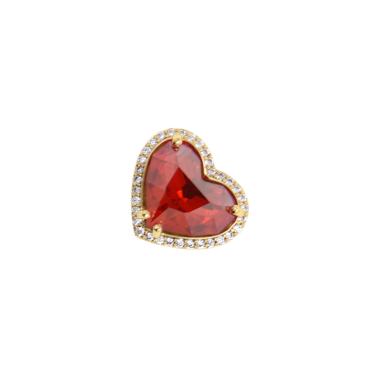 Passionate Red Heart Pendant with Gemstone Border 13.1x15mm