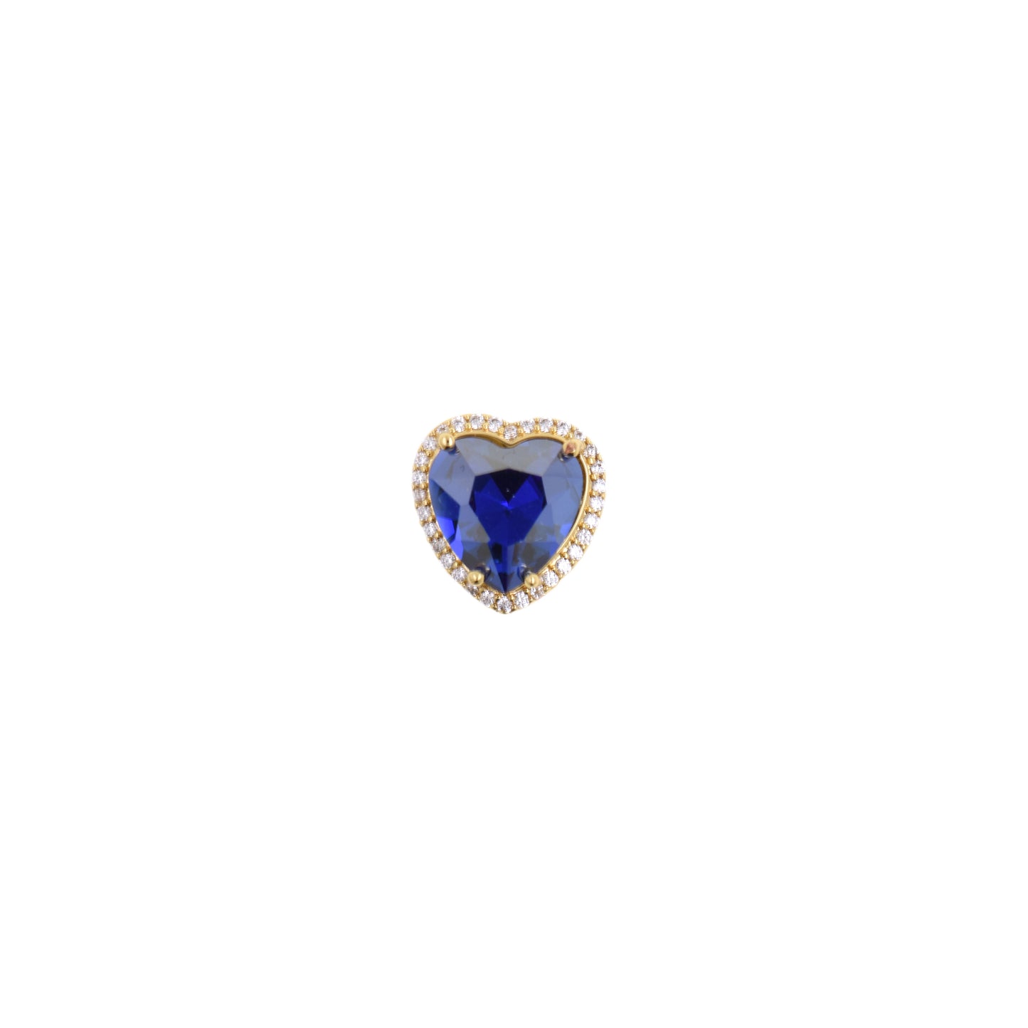 Striking Deep Blue Heart Pendant with Gemstone Border 12.6x12.9mm