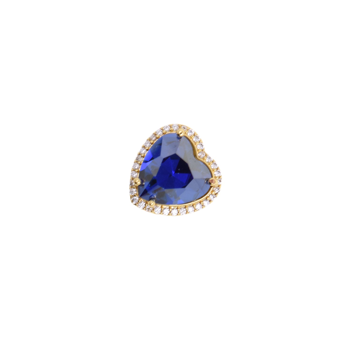 Striking Deep Blue Heart Pendant with Gemstone Border 12.6x12.9mm