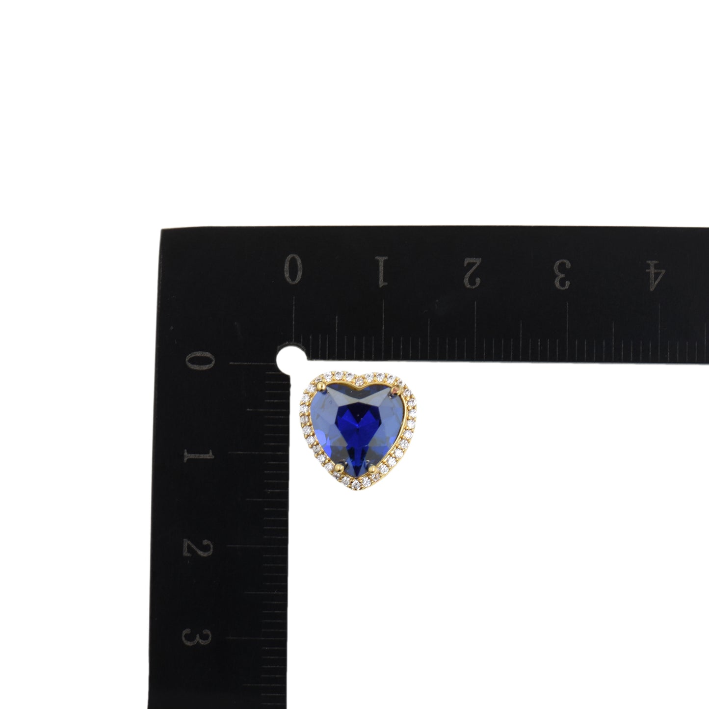 Striking Deep Blue Heart Pendant with Gemstone Border 12.6x12.9mm