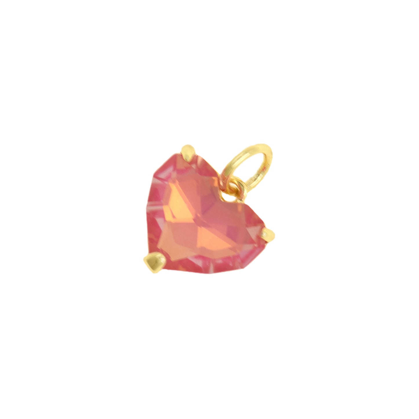 Lovely Pink Heart Pendant with Gold Trim, Simple Charm for Necklaces 10x9.4mm