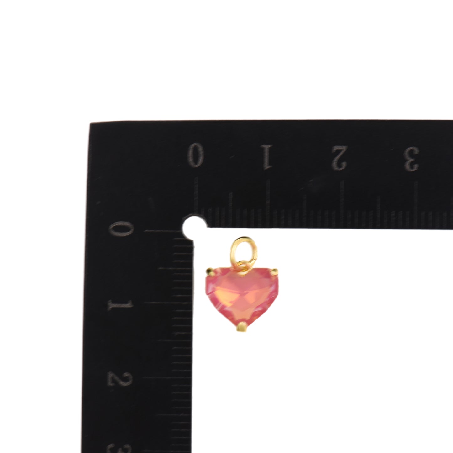 Lovely Pink Heart Pendant with Gold Trim, Simple Charm for Necklaces 10x9.4mm