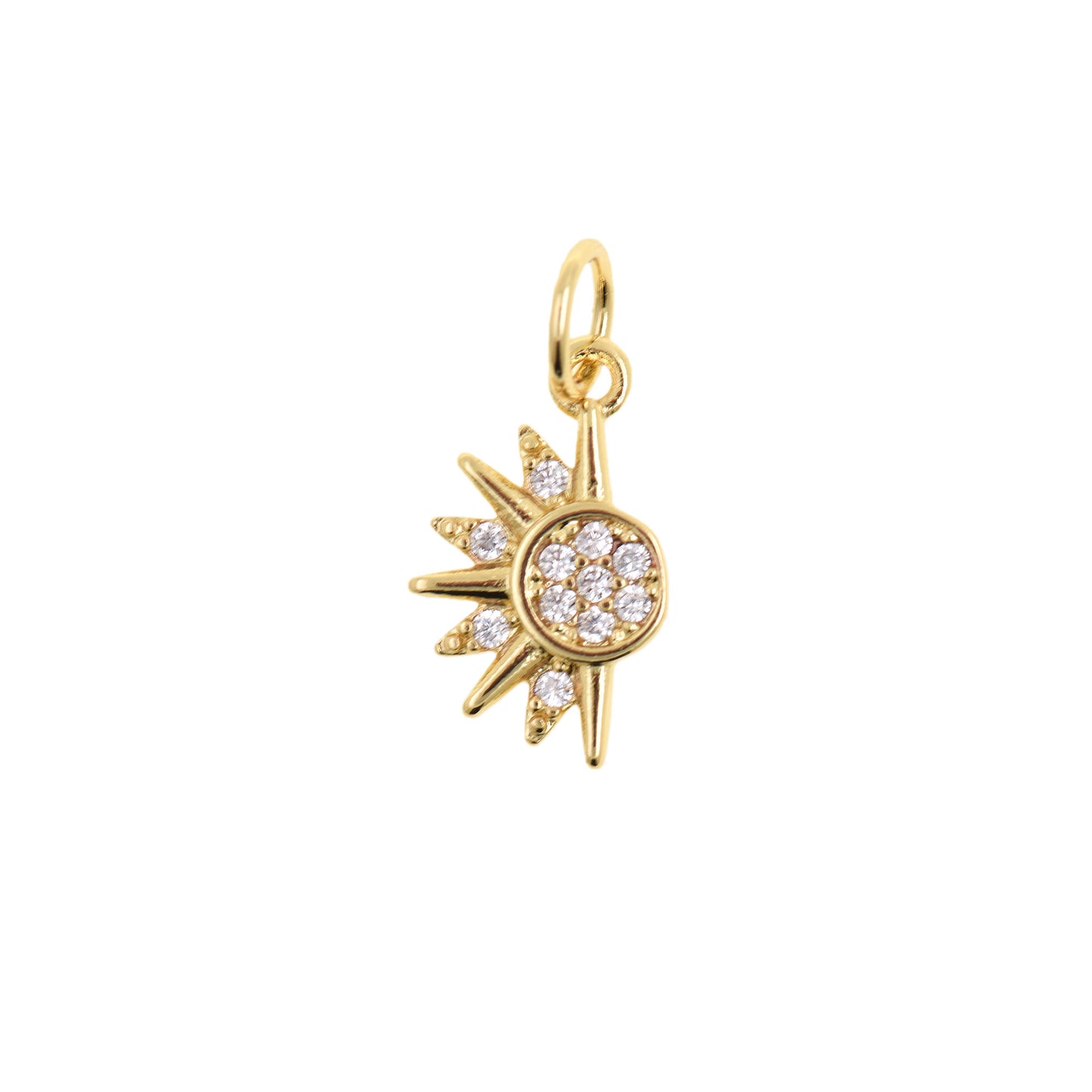 Radiant Sun Pendant with Sparkling Diamonds 7.8x12.9mm