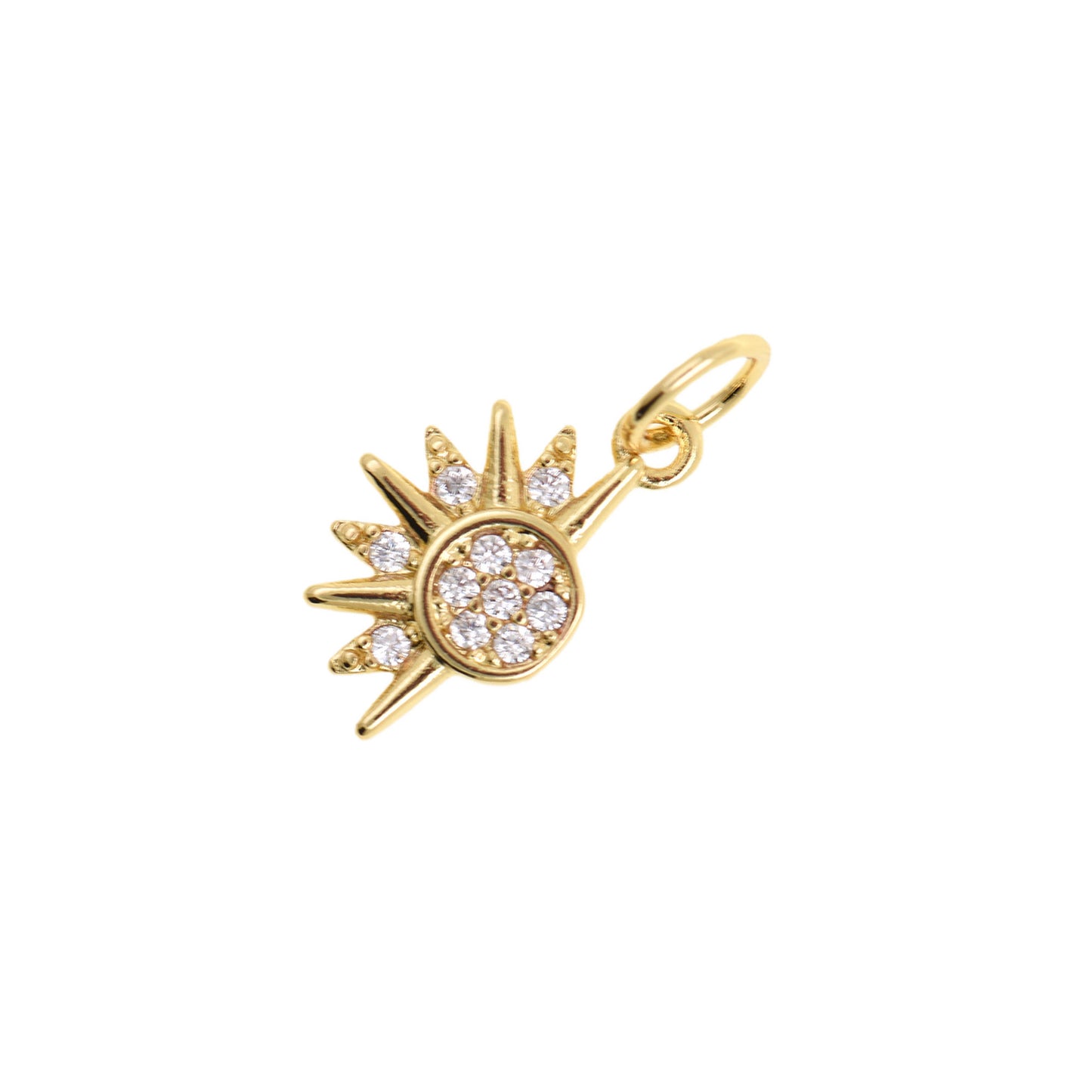 Radiant Sun Pendant with Sparkling Diamonds 7.8x12.9mm