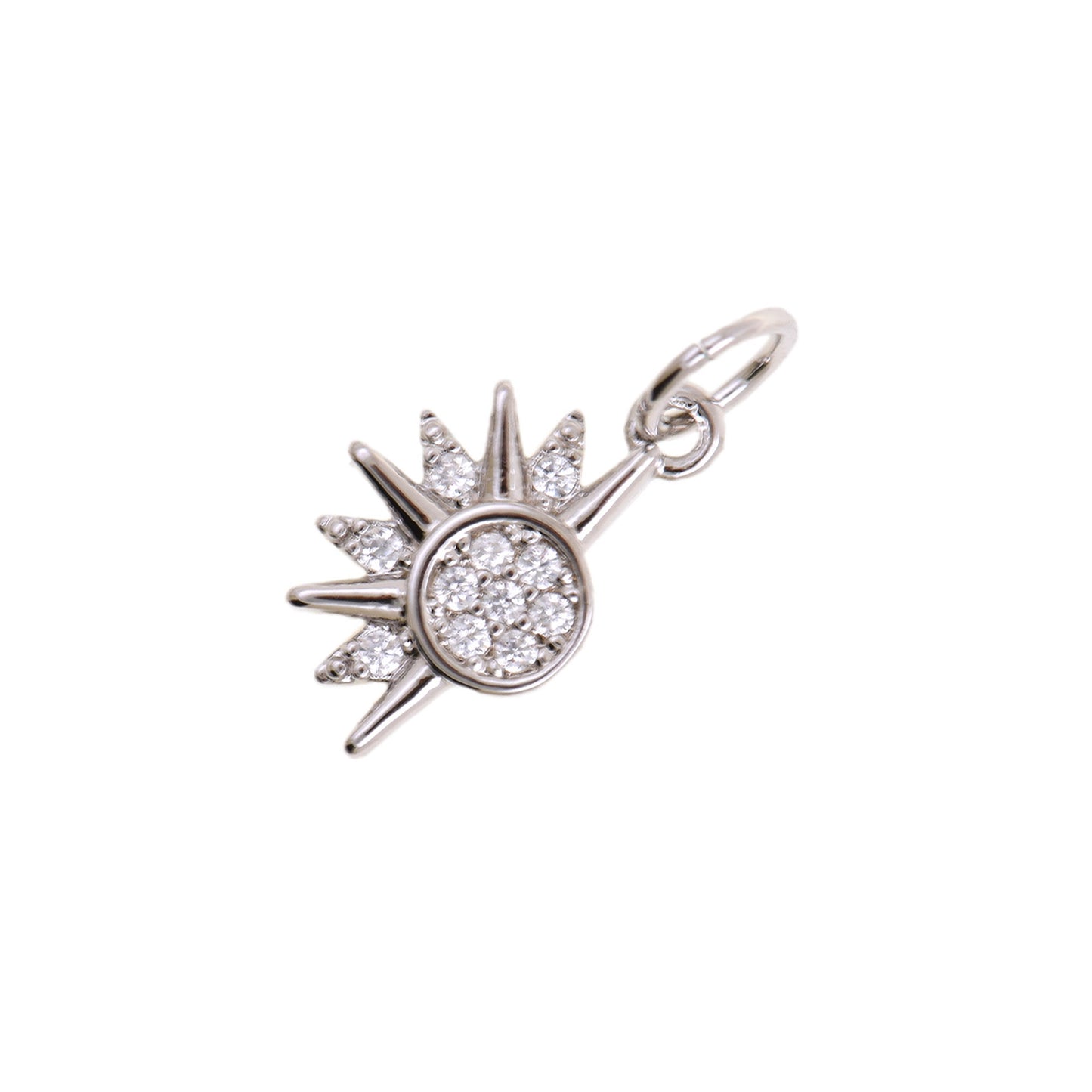 Radiant Sun Pendant with Sparkling Diamonds 7.8x12.9mm