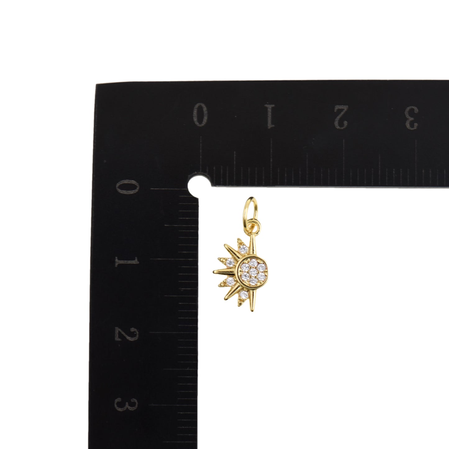 Radiant Sun Pendant with Sparkling Diamonds 7.8x12.9mm
