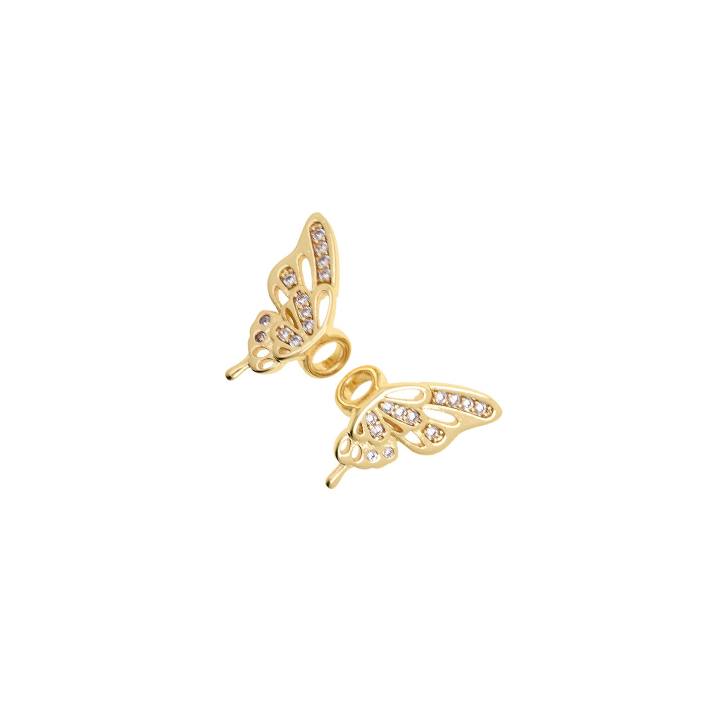 Sparkling Butterfly Charm with Intricate Diamond Details 7.8x16.3mm