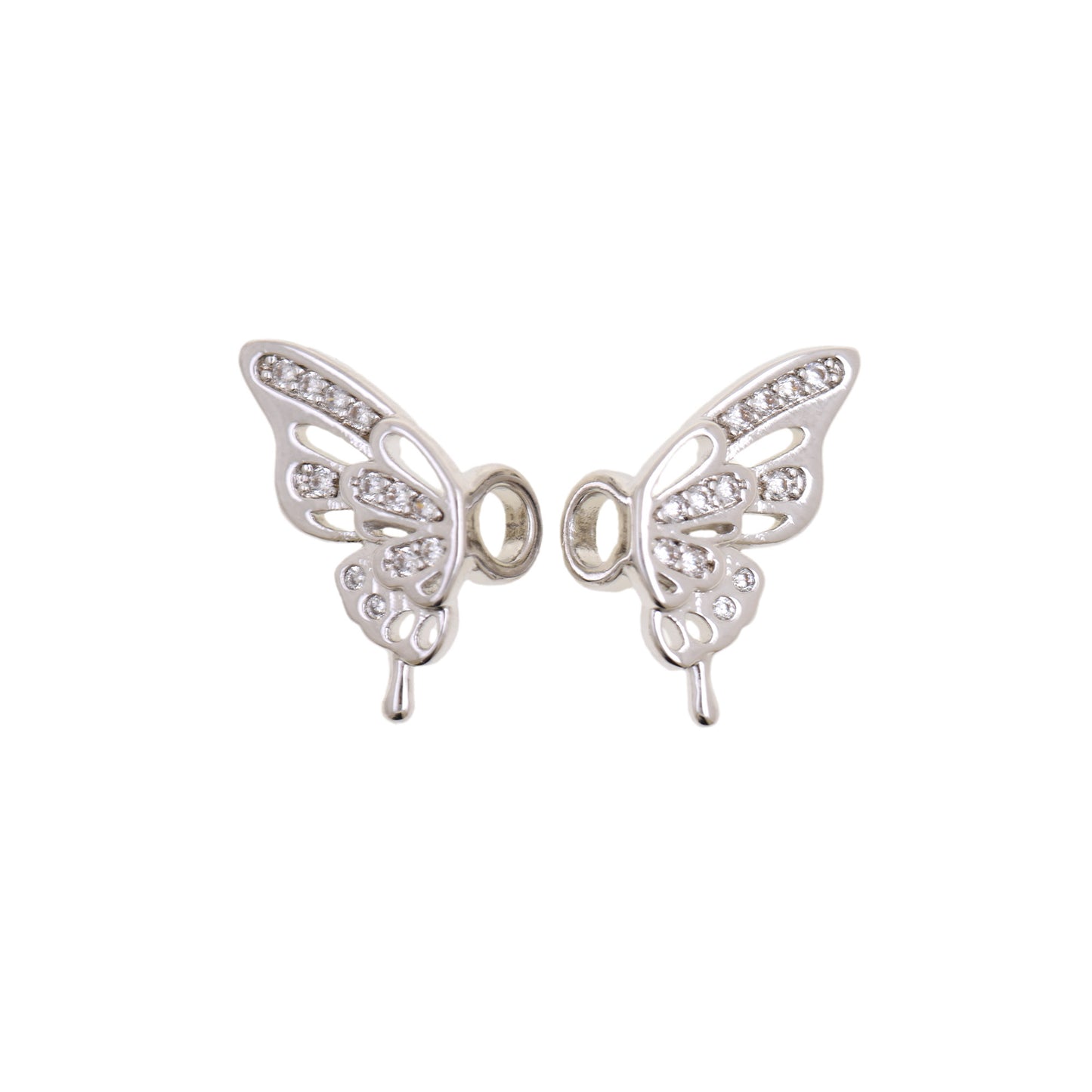 Sparkling Butterfly Charm with Intricate Diamond Details 7.8x16.3mm
