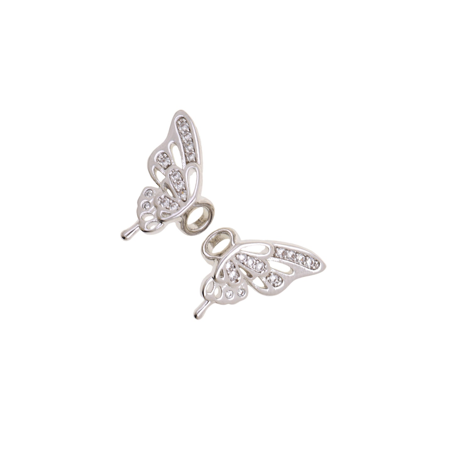 Sparkling Butterfly Charm with Intricate Diamond Details 7.8x16.3mm